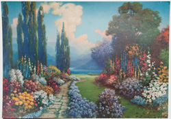 vintage calendar art with cottages, cabins, etc. circa 1930s-1940s